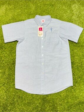 NWT A+ Lansing Catholic High School Uniform Button Up Shirt Women’s Small Blue